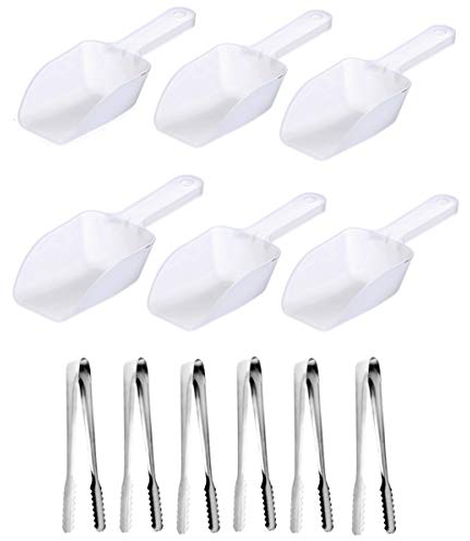 JZK 6 x Cuillère à Glace Plastique Pelles + 6 x Pinces À Bonbons pour Mariage Anniversaire Fête d'anniversaire Cuisine bar pour la glace Bonbons Sucré Dessert Buffet café crème glacée