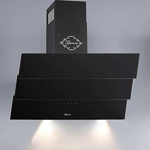Gurari 267 Hotte aspirante 60 cm sans copeaux Noir Verre 1000 m3/h Télécommande Maison murale Hotte TouchControl, Minuterie aspirante, hotte de rechange, hotte aspirante