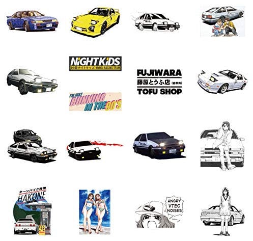 MUYINGZHUO 50PCS Cartoon Anime in-D Stickers for Laptop, Water Bottle, Car, Skateboard, Guitar, Helmet, Cool Racing Car Stickers for Girls, Vinyl Decals as Gifts & Party Favors (D)
