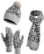 YOUNGSOUL Damen Mütze Schal Handschuhe Set, Warme Winterset Touchscreen Handschuhe Strickmütze mit Leopardenmuster Grau