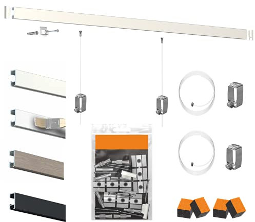 Pack Cimaise Click Rail Artiteq - Accrochage de Tableau Haut de Gamme (50 Mètres, Blanc Primaire ( Peux etre Peint ))