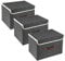 TYEERS Collapsible Storage Box with Lid, Fabric Storage Box for Clothes, Wardrobe Storage, 38x25x25 cm, Set of 3, Black