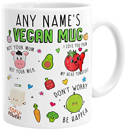 Daytripper Personalised Vegan Mug Custom Name Coffee Mug Tea Hot Chocolate Cup Gift for Vegans Birthday Christmas Ideas for Him Her Veganism