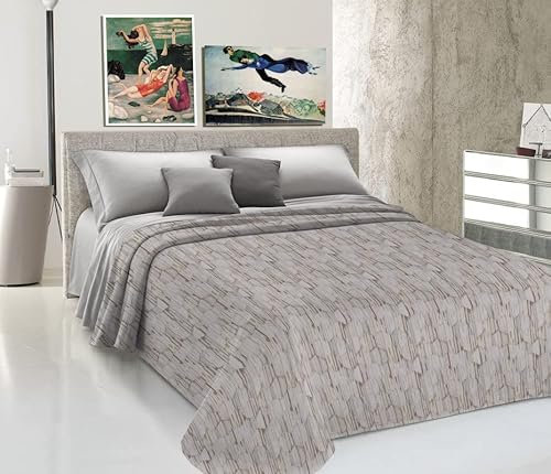 HomeLife Frühling Sommer leichte Tagesdecke [260x280] | Hergestellt aus hochwertiger Baumwolle | Geometrisches Motiv | Einzelbettdecke aus feinem Stoff für warme Jahreszeiten Beige