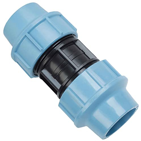 MegaHaustechnik Klemm Ring Verbinder Fitting aus Kunststoff PP Doppel Muffe Kupplung für PE Rohr Außendurchmesser 50mm i-i 2 Muffen zum Verschrauben Druck PN16 Bar Trinkwasser Verlegerohr blau