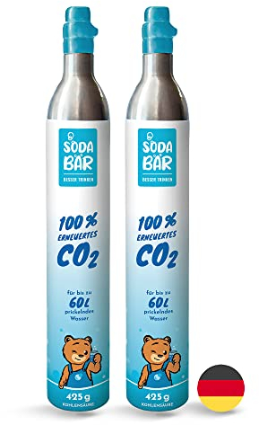 SodaBär | CO2-Zylinder für Brita Yource Geräte | 2 x 425g (60 l) | Premiumfüllung mit Kohlensäure von Linde Deutschland
