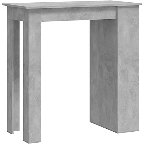 vidaXL Bar Table with Storage Rack Home Kitchen Living Room Furniture Bistro Pub Counter Coffee Breakfast Bar High Table Concrete Grey