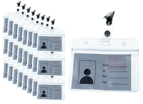 24 Pezzi Porta Badge Con Clip, Porta ID Tessera Pass Con Plastica PVC Morbida, Doppio Esposizione Trasparente