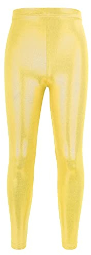 NewL Enfants Filles Pantalon de Danse Gymnastique Shiny Metallic Dance Leggings Skinny for Performances Costume