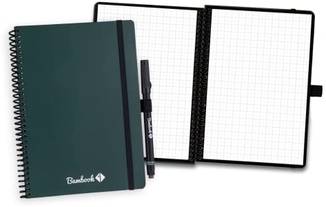 BAMBOOK Colourful Notizbuch - Forest - A5 - Kariert, Wiederverwendbares Notizbuch, Notizblock, Reusable Notebook