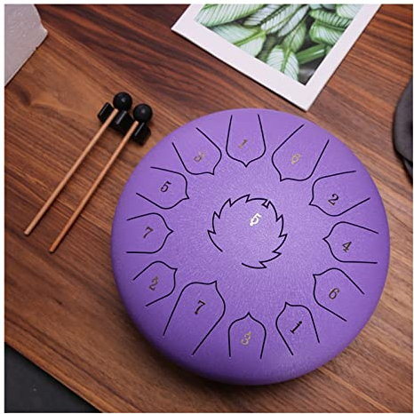 PROPFE Steel Drum Instrument 12 Zoll 13 Noten Zungentrommel für Anfänger, Panda-Trommel für Musikunterricht, Gedankenheilung, Yoga-Meditation,Lila