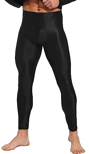 Nyeemya Herren Glänzend Öl Strumpfhosen Männer Nylon Strümpfe Blichdicht Unterhose Sexy Pantyhose Leggings Unterhosen Schwarz XXL