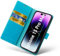 MONASAY for iPhone 15 Pro Max 5G Wallet Case,6.7-inch, [Glass Screen Protector Included] [RFID Blocking] Flip Folio Leather Cell Phone Cover with Credit Card Holder, Light blue