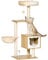 PawHut Árbol Rascador para Gatos con Plataforma Altura 126 cm Torre Escalador para Gatos con Hamaca Caseta Cama Postes de Sisal y Bolas para Jugar 48x40x126 cm Beige