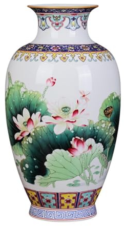 Vase für Wohnzimmer, Blumenarrangement, chinesischer antiker Rahmen, dekorative Vase, Ornamente (D hellgrau)