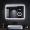 SONNI Espejo de Baño con Iluminación 80 x 60 cm LED Antiniebla Espejo de Baño con Interruptor Táctil Espejo Montado en La Pared Temperatura del Reloj 3 Veces Amplificada