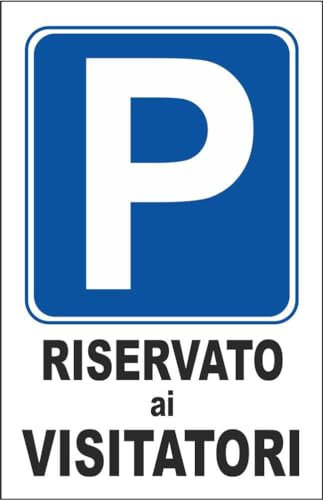 M-ITALY CARTELLO SEGNALETICO - RISERVATO AI VISITATORI - Adesivo Extra Resistente, Pannello in Forex, Pannello In Alluminio (20x31, Alluminio)