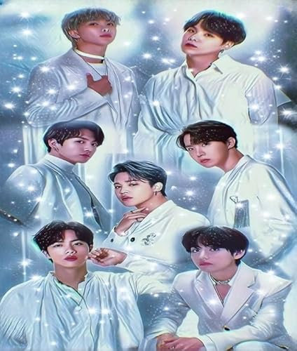 GerRit Kits de peinture de diamant 5d diy 5d pour adultes enfants,BTS, kits de broderie en diamant rond complet-30x40cm