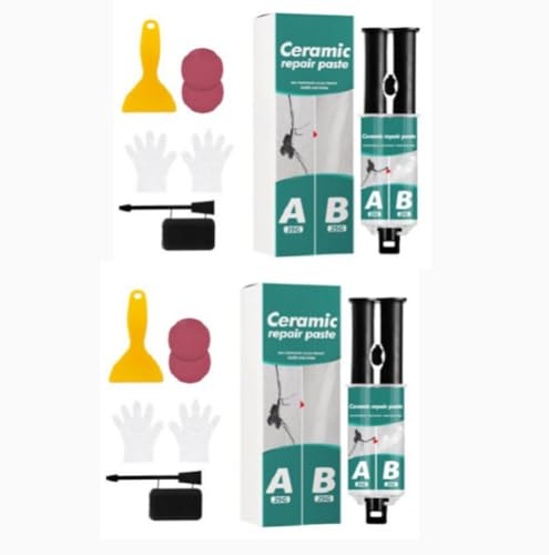 Lot de 2 kits de réparation en céramique, kit de pâte adhésive acrylique pour réparation de carreaux et carreaux, remplisseur de fissures sur carreaux et carreaux, kit de réparation de porcelaine et