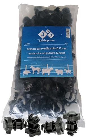 333 Lot de 25 isolateurs de berger électrique pour tige et fil Ø 12 mm