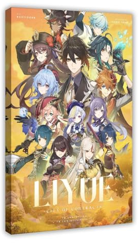 Genshin Impact Charaktersammlung Spiele, Poster, Leinwand, Poster, Schlafzimmer-Dekor, Sportlandschaft, Büro, Raumdekoration, Geschenkrahmen: 50 x 75 cm