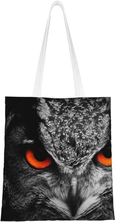 AABSTBFM Einkaufstasche mit Aufdruck Merry Christmas für Damen, Mädchen – wiederverwendbare Schultertasche, Einkaufstasche, Einkaufstasche, Spielzeugtasche und Strandtasche, Eule Augen,