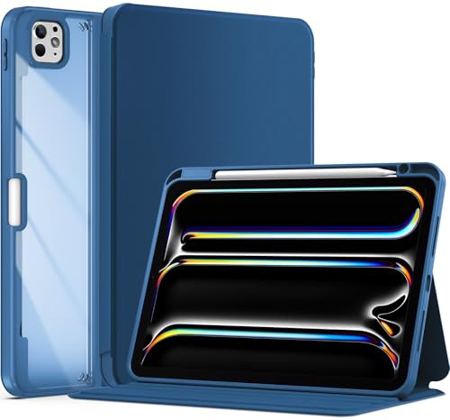 ProCase Hülle für 11 iPad Pro (M5/M4) 2025 2024 mit Stifthalter Stoßfeste Smart Case Cover transparente Rückseitenschale Schutzhülle -Teal