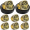 Highergo 6 Set Halloween Skelett Meisterschaft Trophäe Ringe für gruseligste beste lustigste Kostümwettbewerb mit Display Hals Kette und Ständer Fledermaus Meisterschaft Ring für Halloween Kostüm