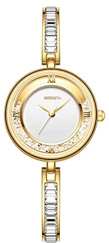 OIDEA Damen Uhren Armbanduhr mit Strass: Gold Uhr Analog Quarz Edelstahl mit Rund Römischer Zifferblatt Elegant Strasssteine Geschenk für Frauen Freundin Schwester