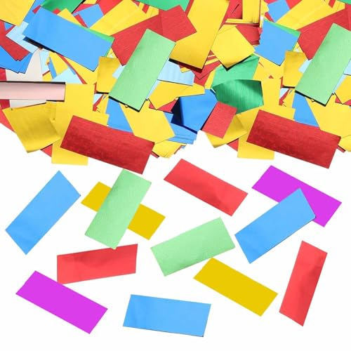 ParPix 100g Farbe Konfetti Geburtstag Deko, 5cm Groß Konfetti Glitzer, Rechteckiges Metallische Folie Konfetti Tischdeko, Streudeko Bunt für Hochzeit Geburtstag Babyparty, Ballondekoration Confetti