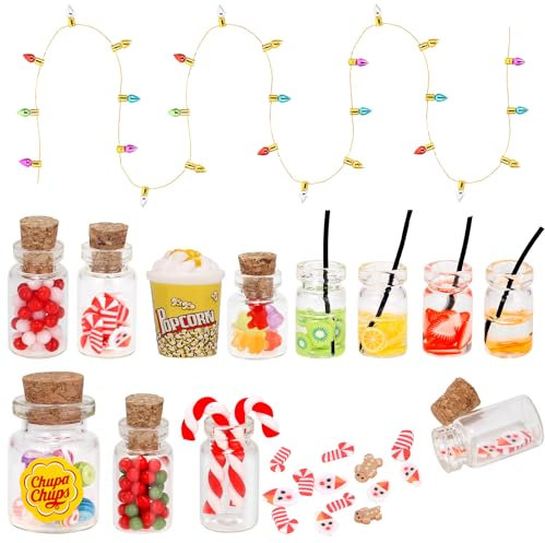 Wichtel Zubehör, 1/12 Miniatur Lebensmittel Set, Miniatur Lebensmittel Spielzeug, Miniatur Lebensmittel Puppenhaus, Miniatur Puppenhaus Zubehör, für Puppenhausdekoration