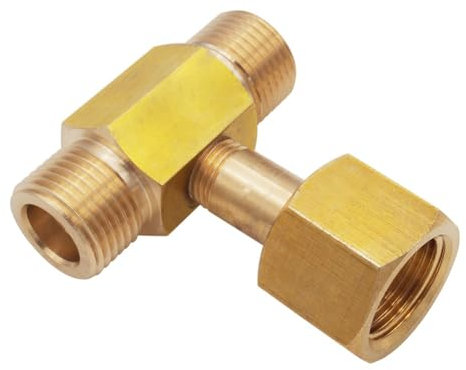 FYOBOT W21.8-14 Bouteille de Réservoir de CO2 Raccord en T Fileté en Laiton Connecteur à 3 Voies Adaptateur de Remplissage de Charge pour Aquarium de Bière Homebrew