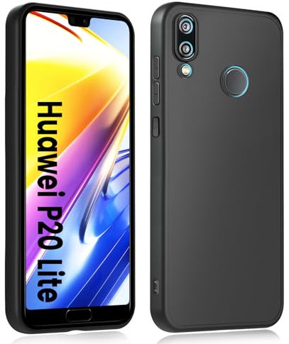 HuwaiH Handyhülle für Huawei P20 Lite Hülle, Anti-Rutsch Stoßfest Haltbarkeit Schutzhülle, Anti-Fingerabdruck Kratzfest Weich TPU Case, Rundumschutz, Fallschutz, Passgenau für P20 Lite, Schwarz