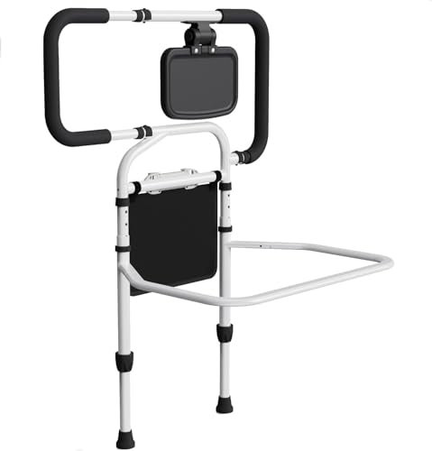 CozyGoo Aufstehhilfe Bett, Haltegriffe für Senioren, mit Verlängerbarer Design & Sensorlicht, Höhenverstellbare Bettgitter für Senioren, Stabiler Rausfallschutz mit Klapptisch und Aufbewahrungstasche