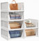 SIMPDIY Wardrobe Storage Organiser Storage Baskets, 6 Pack Folding Stackable Clothes Storage Drawers Boxes, Plastic Cupboard Organiser Shelves for Bedroom Wardrobe, White