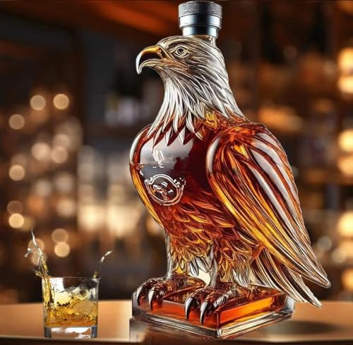 Laspi Bouteille de whisky aigle, carafe en verre pour décanteur de whisky, cadeaux pour hommes, père, mari, décoration de bar à domicile pour les amateurs de whisky (aigle)