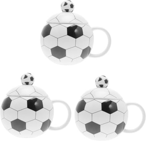 SUPVOX 3 Ensembles Coupe Du Monde De Football En Céramique Avec Couvercle Tasse à Café Glacé Tasse De Voyage Pour Boisson Chaude Tasse à Café En Pierre Diva Thermique Copain Réutilisable