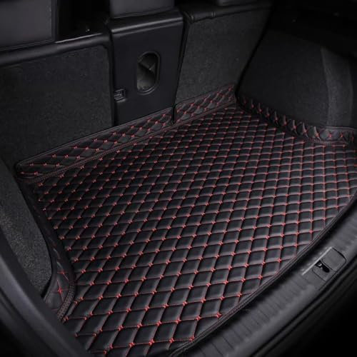 ZHAOWLI Alfombrilla Maletero Coche para KIA Niro 2017-2022 2023 2024 Hybrid, Cuero Impermeable Tronco Bandeja Protectora Tapete para Maleter, Blackred/E