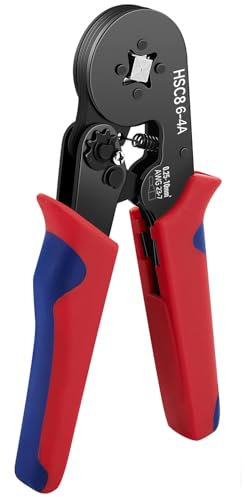 GOOPOOL Pinza Crimpatrice Capicorda, Pinza per Terminali per Crimpare 0,25-10 mm²,Strumenti di Crimpatura Pinza a Quattro Lati per Cavi a Cricchetto Autoregolabile AWG 23-7