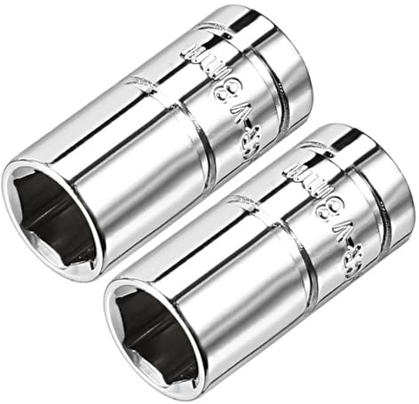 TA-VIGOR 2Pcs 1/4-Inch Drive 8mm 6-Point Shallow Socket, Metric, Cr-V Drive Socket for Auto Repairing and Household