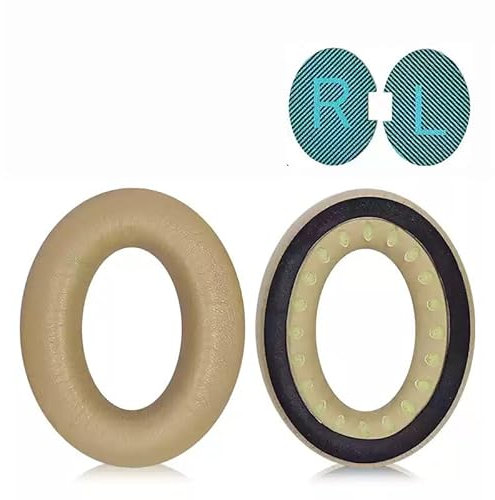 Cuscinetti auricolari di ricambio compatibili con cuffie Bose QC15 Qc25 Qc35 QuietComfort 15 25 35, pelle di agnello + memory foam, cachi e blu