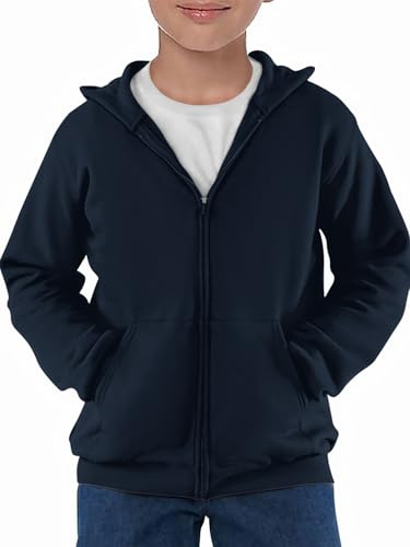 Haloumoning Felpa con cappuccio, a maniche lunghe, con cerniera, per bambini, tinta unita, sportiva, casual, con chiusura lampo