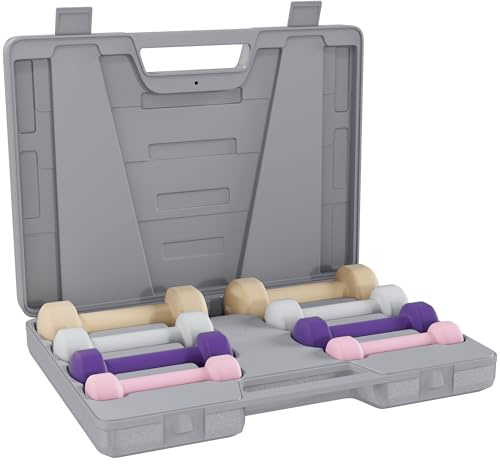 HOMCOM 10KG Dumbbells Set with Carry Case Home Gym Purple | Hand Weights, for Women and Men, Weight Lifting Training