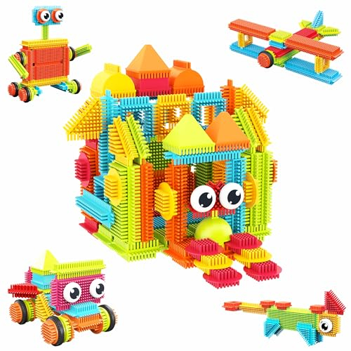 PicassoTiles Igel-Block-Fliesen-Spielzeug Baustein stapelbar ineinandergreifende Zähne Konstruktion sensorische Geschenke STEM-Lernborsten-Spielset Kinder Kleinkinder ab 3 Jahren 120 Teile