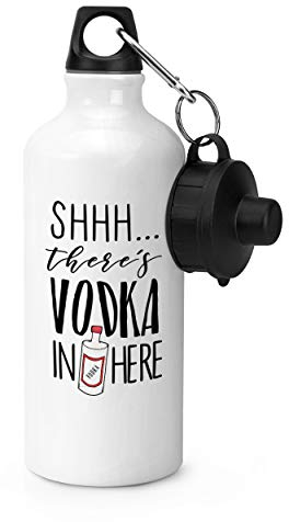 Gift Base Shhh There's Vodka In Here Sports Bottle Water Gym 600ml White