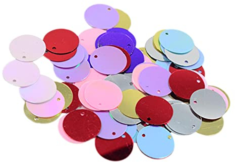 Sharplace 130 Stück Pailletten, Pailletten Basteln Schneidern, Große Pailletten Mit Loch Flache Runde Pailletten für Schmuckherstellung DIY Nähen Handwerk Hochzeitsdekoration 16x16 mm, Bunt