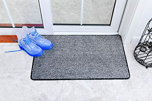 Vinsani Non-Slip Indoor Magic Clean Step Mat Machine Washable Floor Doormat Super Absorbent Carpet Runner Entrance Rug Liner - Light Grey - 45 X 75 cm