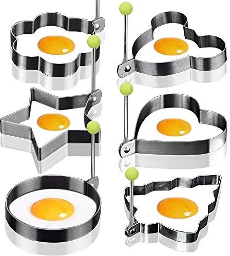 6 Form Antihaft-Ei Ringe Kochen Egg Fried Pancake Omeletts Form Ringe Küche Werkzeug Pancake Ringe Edelstahl
