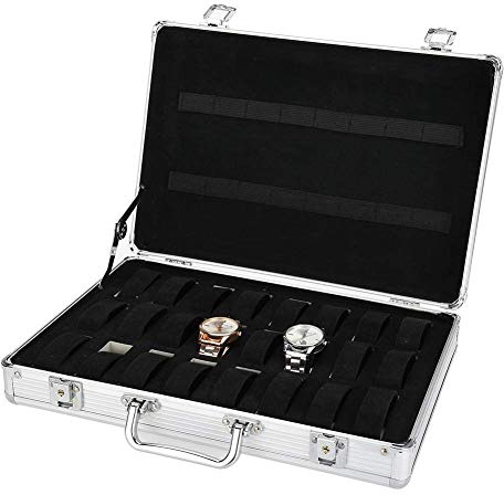 24 Grid Watch Aufbewahrungsbox, Watch Box Organizer, Aluminiumlegierung Watch Holder und Watch Storage Box Vitrine für Männer und Frauen