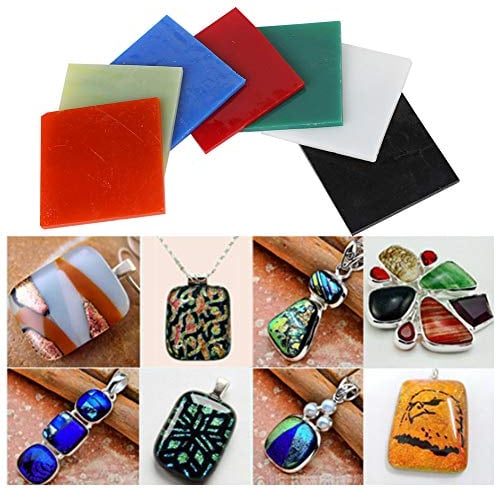 Fusing Glass for Microwave Kiln, 7 Colors Square Glass Sheet for Microwave Kiln Fusing Supply DIY Jewelry Making Accessories